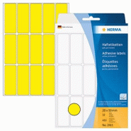 HERMA 480 étiquettes jaunes multi-usage, format 20 x 50 mm (32 feuilles 11x17 / cdt) - 2411