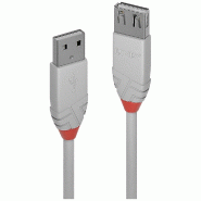 LINDY Câble USB USB 2.0 USB-A Mâle, USB-A Femelle 2,00 m Gris 36713 - 4002888367134