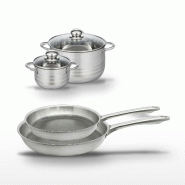 Lot de 2 poêles 24/28 cm et 2 faitouts 14/20 cm Elo Relief Passion - gris Acier inoxydable 18/10 3176239953978
