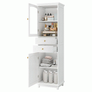 Merax armoire haute de salle de bain 45.0 x 36.0 x 160.0 cm, blanc, avec rangements et tablettes reglables - blanc multi-matériau N877P410589K
