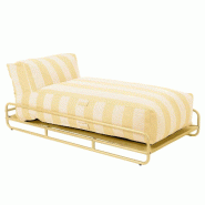 Oviala Business Méridienne rayée salon de jardin modulable avec structure jaune clair, L 171 x l 94 x h 77 cm Oviala - jaune polyester 115360