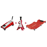 Pack cric 3T avec double pompe + paire de chandelles 3T et chariot mécanicien MW Tools CATM300D SET4 Pack cric 3T avec double pompe + paire de chandelles 3T et chariot mécanicien MW Tools CATM300D SET4