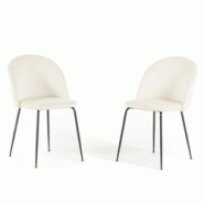 RATTATAN Lot de 2 chaises en velours avec pieds en métal, design élégant pour cuisine, salle à manger, bar ou restaurant – Sara – Blanc/Gris f RATTATAN Lot de 2 chaises en velours avec pieds en métal, design élégant pour cuisine, salle à manger, bar ou restaurant – Sara – Blanc/Gris f