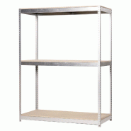 SimonRack Rayonnage industriel, 2000x1200x600 mm, 400 kg au point de flexion, 3 étagères bois, rayonnage garage, Galvanisé/Bois- Ecoforte - argent�