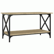 VidaXL Table basse Chêne sonoma 80x45x45 cm Bois d'ingénierie et fer Modèle Patio Solaria Prime - 823323