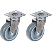 Roulette 75mm 3" en acier inoxydable caoutchouc gris, pivotante, 120kg, jeu de 2 Roulette 75mm 3" en acier inoxydable caoutchouc gris, pivotante, 120kg, jeu de 2