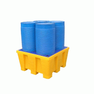 Bac de rétention finition PEHD - 4 fûts de 220 l - 100% de rétention - 1290 x 1290 x 750 mm