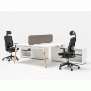 Bureau bench 2 personnes Wilder sur crédence de rangement porte coulissante et tiroir Bureau bench 2 personnes Wilder sur crédence de rangement porte coulissante et tiroir