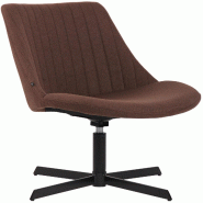 Décoshop26 - Chaise lounge design en tissu marron avec dossier à coutures verticales avec piètement étoile en métal 10_0008236 - marron métal 30