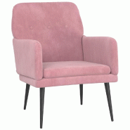 Décoshop26 - Fauteuil lounge design et moderne avec accoudoirs 62 x 79 x 79 cm en velours rose DEC028663 - 3000256989453