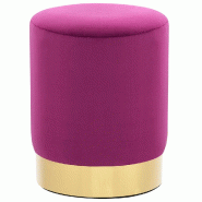 Décoshop26 - Tabouret assise en velours violet et plaque métallique doré DEC026378 - métal 3000255783717