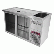 Diamond - Comptoir bar 2 compartiments, égoutoir+grille, 1 cuve à droite. - réf. KBR/21D - gris inox AKS-KBR/21D