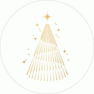 Etiquette cadeau adhésive Sapin or dorure à chaud Ø35mm - par 500