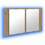 Helloshop26 - Armoire miroir salle de bain moderne avec étagères 80 x 12 x 45 cm en bois d'ingénierie chêne artisanal 02_0054529 - verre 3000238537825