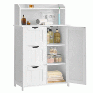 Helloshop26 - Meuble de salle de bain meuble de rangement armoire avec multiprise 3 tiroirs 1 porte 2 étagères réglables pour salle 12_0008024 - 30