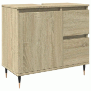 Helloshop26 - Meuble lavabo de salle de bain avec rangement 65 x 33 x 60 cm design industriel finition en bois d'ingénierie chêne 02_0049719 - Bois