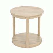 Helloshop26 - table basse ronde à 2 niveaux 60,5 x 61 cm rangement efficace style campagne en bois d'hévéa naturel 20_0013808 - 3000227943453
