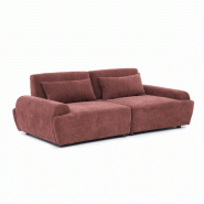 Oviala Business Canapé modulable 2 places dossier ajustable 218 cm rouge brûlé - rouge polyester 115458