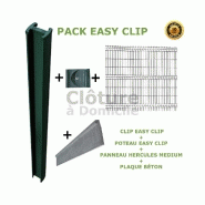 Pack prêt a poser easy clip [ poteaux + panneaux + clips + plaque béton]
