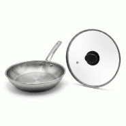 Poêle à frire en inox 28 cm et couvercle en verre Fackelmann Rhona - Acier inoxydable 18/10 3176239910865