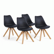 RATTATAN Lot de 4 chaises en polypropylène avec pieds en bois, coussin rembourré, style minimal, pour cuisine, salle à manger, bar, restaurants - S RATTATAN Lot de 4 chaises en polypropylène avec pieds en bois, coussin rembourré, style minimal, pour cuisine, salle à manger, bar, restaurants - S