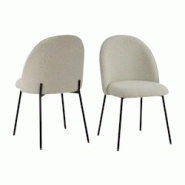 SIT Möbel Lot de 2 chaises Tom Tailor | Chaise rembourrée T-Bouclé | Revêtement gris-beige | Pieds en métal noir | L 57 x P 54 x H 52 cm - multic SIT Möbel Lot de 2 chaises Tom Tailor | Chaise rembourrée T-Bouclé | Revêtement gris-beige | Pieds en métal noir | L 57 x P 54 x H 52 cm - multic