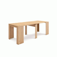 SKRAUT HOME Table console extensible, 220, Pour 10 personnes, Table à Manger, Chêne - beige Bois manufacturé 235R2018