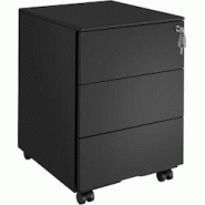 Tectake Caisson de bureau à roulettes Magna avec 3 tiroirs verrouillables noir - 405236 - noir acier 405236 Tectake Caisson de bureau à roulettes Magna avec 3 tiroirs verrouillables noir - 405236 - noir acier 405236
