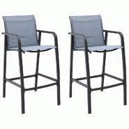 VidaXL Chaises De Bar De Jardin Lot De 2 Gris Txtilène - gris 48118