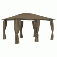VidaXL Chapiteau de jardin avec rideaux 4x3 m Taupe 180 g/m² Modèle Vega StudioDesk Concept - 312232