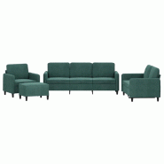 VidaXL Ensemble de canapés 4 pcs vert foncé velours Modèle Nova Élégance - 3201946