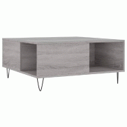 VidaXL Table basse sonoma gris 80x80x36,5 cm bois d'ingénierie Modèle Nova Confort - 830786