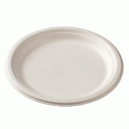 Assiette ronde bagasse blanche Ø23cm - par 1000