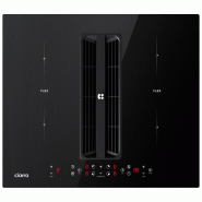 CIARRA Plaque à Induction et Hotte Intégrée 4 Foyers 59cm 7000W, avec 2-Flex Zone Boost Touche Sensitive Minuterie CBBEH594BBFF - noir céramique C