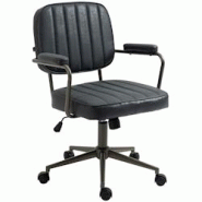 CLP Fauteuil de bureau Retro Natrona en Similicuir ajustable et pivotant Noir antique - noir polyester 318565 CLP Fauteuil de bureau Retro Natrona en Similicuir ajustable et pivotant Noir antique - noir polyester 318565