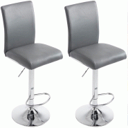 CLP Lot de 2 tabourets de bar Köln similicuir Gris - gris polyester 306591