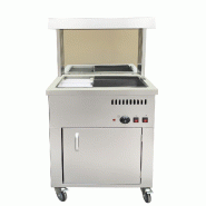 Cuistance Réserve à frites chauffante professionnelle sur coffre – acier inoxydable – ampoules chauffantes – maintien chaud – réglage 30 °