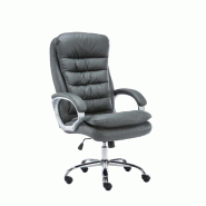 Décoshop26 - Fauteuil de bureau sur roulettes avec mécanisme de bascule jusqu'à 235 kg en PVC gris et métal chromé 10_0002400 - gris métal 30002
