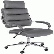 Décoshop26 - Fauteuil exécutif sur roulettes design épuré et confort optimal base chromée et revêtement en similicuir gris 10_0007019 - gris 300 Décoshop26 - Fauteuil exécutif sur roulettes design épuré et confort optimal base chromée et revêtement en similicuir gris 10_0007019 - gris 300