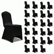Décoshop26 - Housses élastiques de chaise Noir 24 pièces DEC022534 - noir 3001282369608