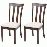 Décoshop26 - Lot de 2 chaises de salle à manger en bois massif marron foncé et assise en tissu crème CDS04465 - marron 3000657469608 Décoshop26 - Lot de 2 chaises de salle à manger en bois massif marron foncé et assise en tissu crème CDS04465 - marron 3000657469608