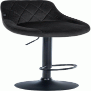 Décoshop26 - Tabouret de bar en velours gris foncé coutures décoratives pivotant support métal noir TDB10664 - gris 3002472632694