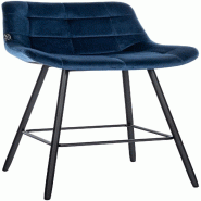 Décoshop26 - Tabouret de bar x1 avec repose-pieds revêtement en velours bleu piètement à quatre pieds en métal noir 10_0005462 - bleu 3000252658766