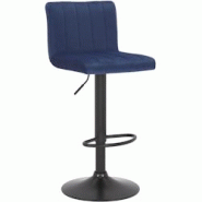 Décoshop26 - Tabouret de bar x1 pivotant hauteur réglable assise surpiqué en velours bleu et métal noir 10_0005000 - bleu 3000252402956 Décoshop26 - Tabouret de bar x1 pivotant hauteur réglable assise surpiqué en velours bleu et métal noir 10_0005000 - bleu 3000252402956