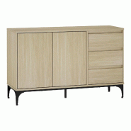 Helloshop26 - Buffet commode meuble de rangement salon entré chambre 77 x 120 x 40 cm effet chêne clair 03_0009028 - 3000224475599