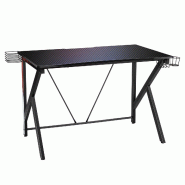 Helloshop26 - Bureau gamer 115 x 73 x 76,5 cm avec rangement pratique et support écouteurs style contemporain en MDF noir 20_0019185 - noir Bois manu