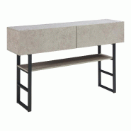 Helloshop26 - Table console 75 x 120 x 30 cm noir effet béton clair 03_0010887 03_0010887 - noir métal 3000225461812