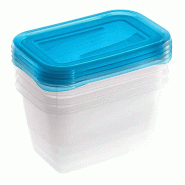 Keeeper Set de 4 boîtes alimentaires, 4 x 750 ml, 15,5 x 10,5 x 8,5 cm, fredo fresh, bleu transparent - bleu plastique KEE203