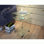 Leia Meuble d'appoint à roulettes en verre Leia Meuble d'appoint à roulettes en verre