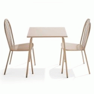 Oviala Business Ensemble table de terrasse et 2 chaises bistrot en acier taupe - gris acier 111555 Oviala Business Ensemble table de terrasse et 2 chaises bistrot en acier taupe - gris acier 111555